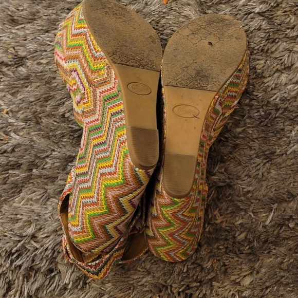 Candies Green Yellow Lainey Multicolor Platform Espadrille Platform Wedges 9.5 - Picture 8 of 10